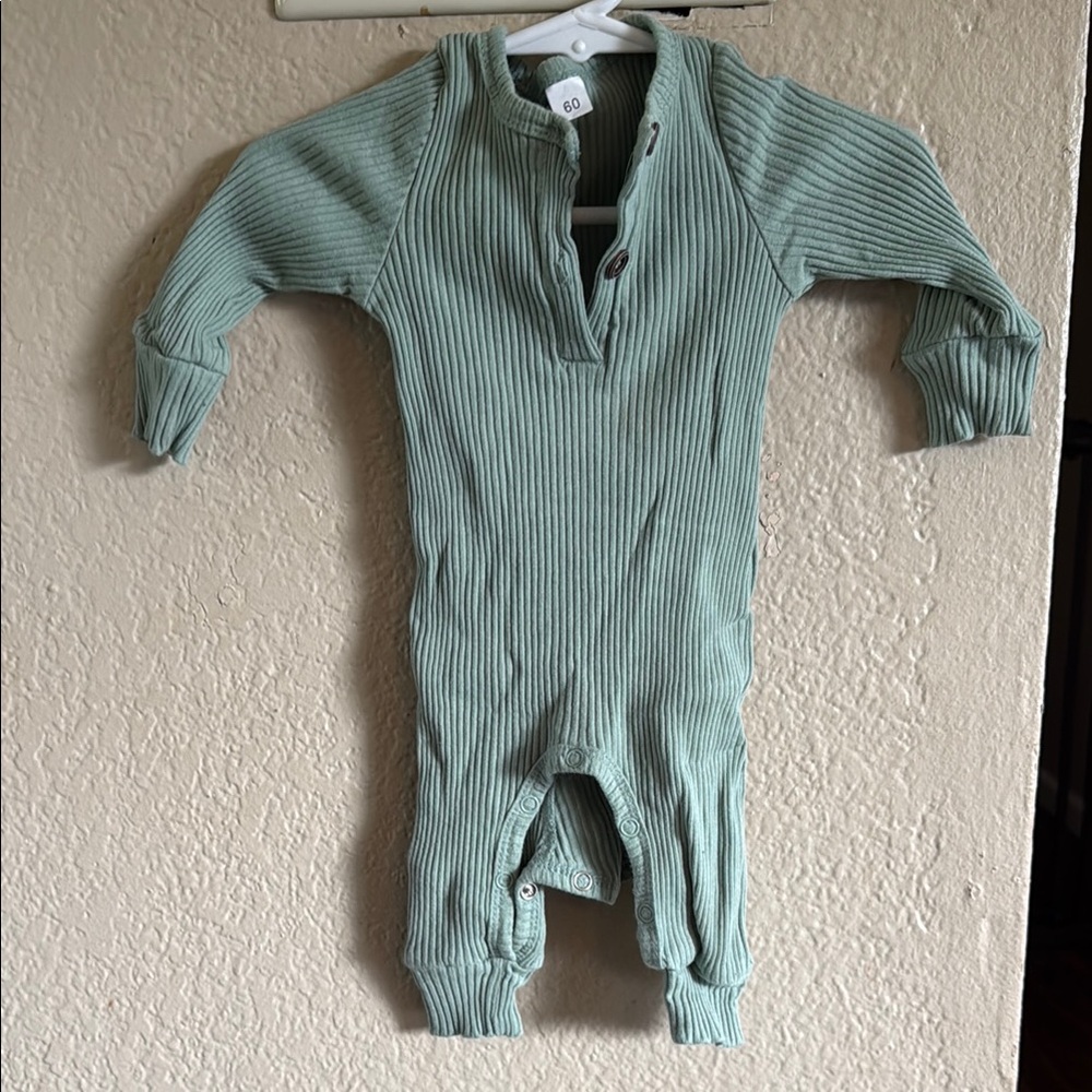 Green Ribbed Bodysuit One Piece